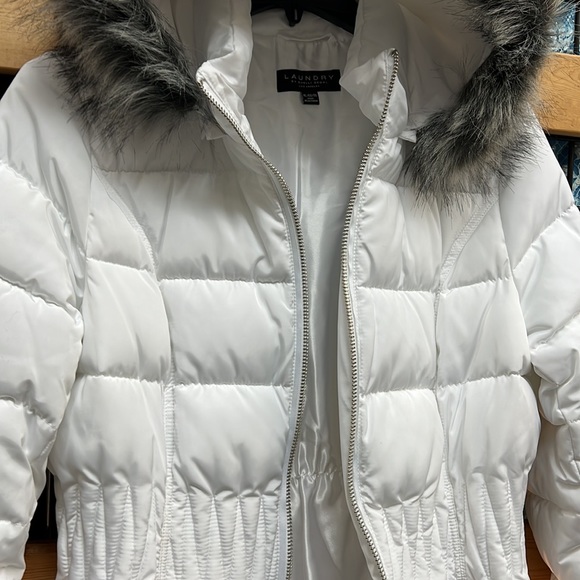 NWT,laundry by shelli segal Faux Fur Trim W Puffer Coat,white - Picture 14 of 17